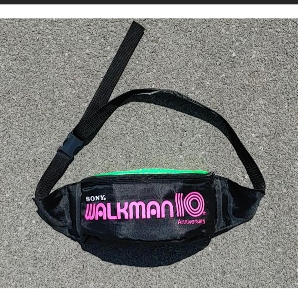 Vintage 1990s Sony Walkman 10th Anniversary Fanny Pack Bum Bag Neon Pink